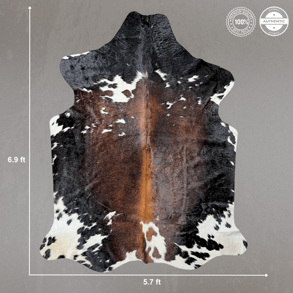 Large Cowhide Rug Size 5.7x 6.9 ft - 5339O