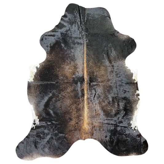 Large Dark Cowhide Rug M417 - 5.7x 6.9 ft