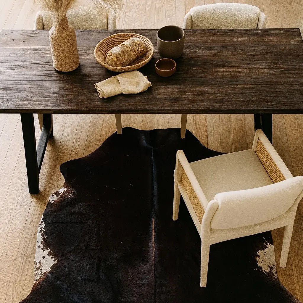 Large Dark Cowhide Rug Size 6.2x 7 ft - 5248D