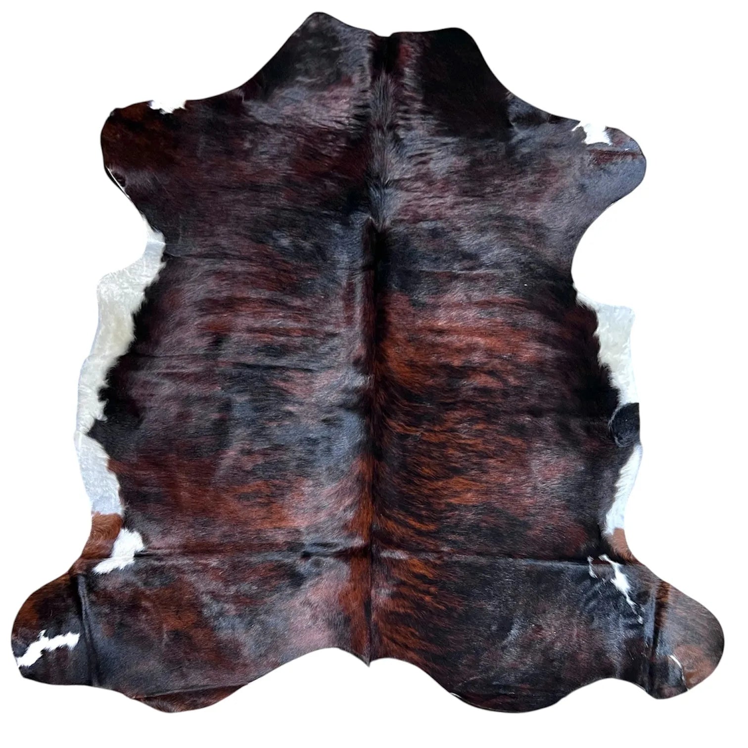 Large Dark Tricolor Cowhide Rug D156 - 6.5x6.6
