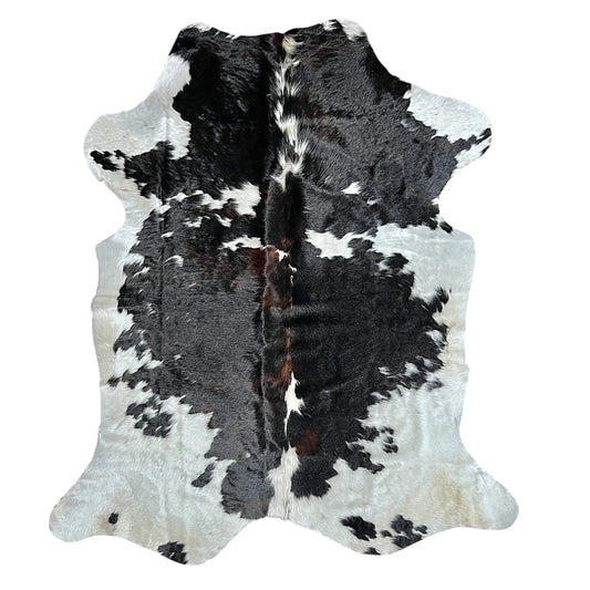 Large Dark Tricolor Cowhide Rug E214 - 5.4x6