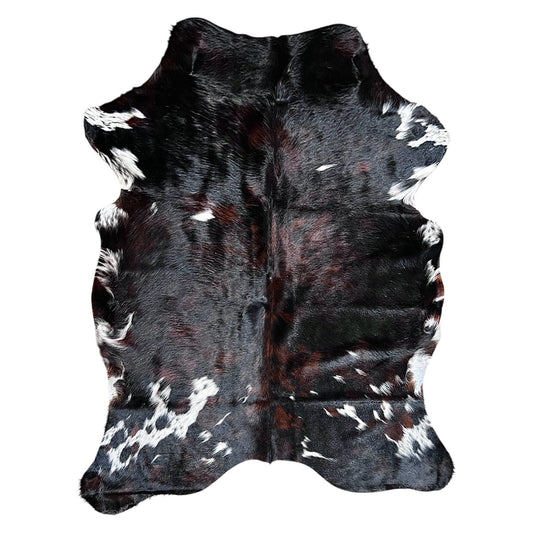 Large Dark Tricolor Cowhide Rug H255 - 5.3x5.11