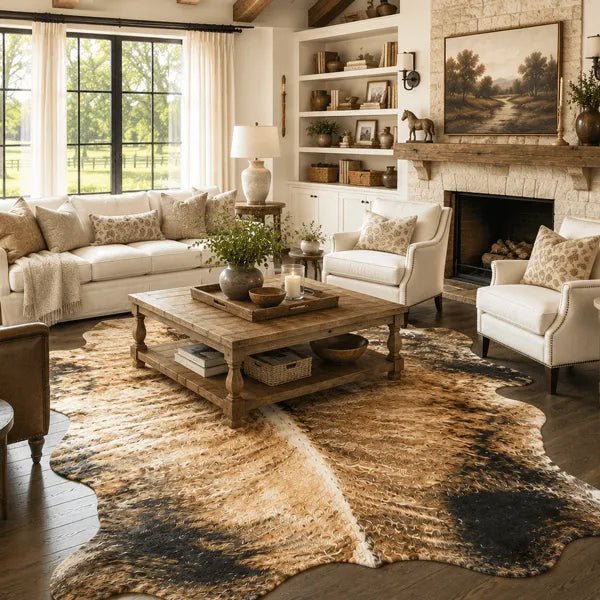 Large Exotic Brindle Cowhide Rug Size 5.2 x 6.9 ft - 5353P