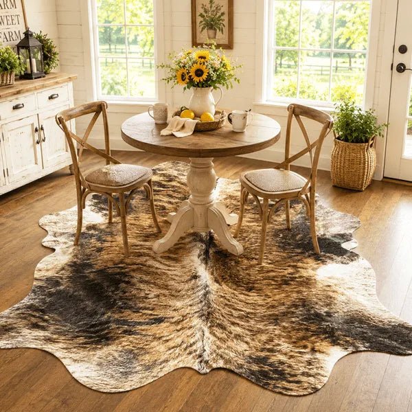 Large Exotic Brindle Cowhide Rug Size 5.2 x 6.9 ft - 5353P