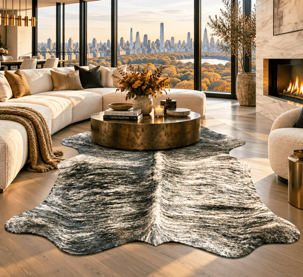 Large Exotic Brindle Cowhide Rug Size 5.6 x6.10 ft - 5382S