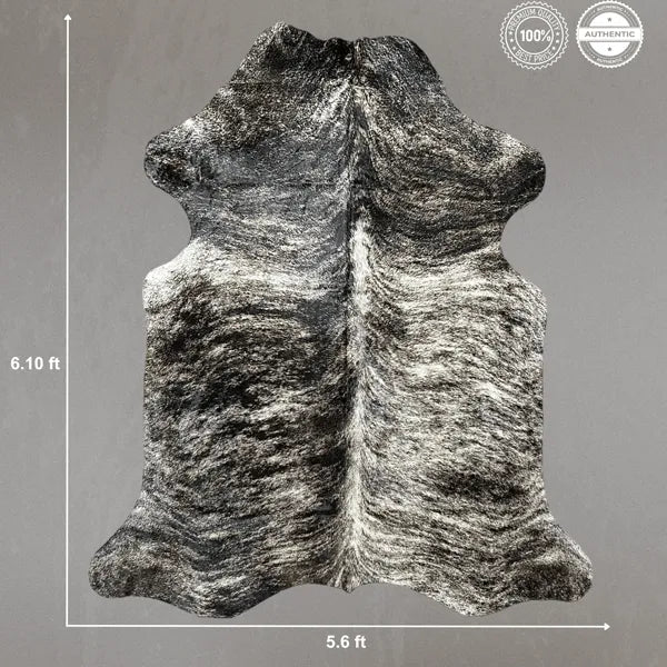 Large Exotic Brindle Cowhide Rug Size 5.6 x6.10 ft - 5382S