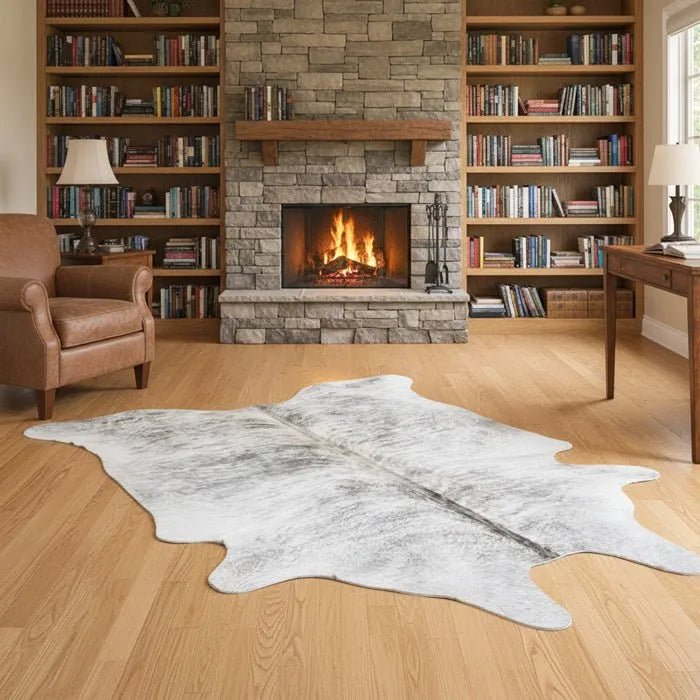 Large Gray Brindle Cowhide Rug Size 5.6x 6.8 ft - 5309