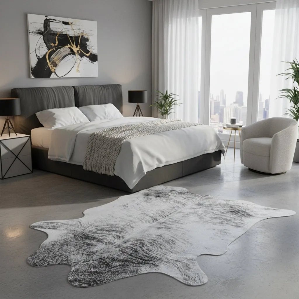 Large Gray Brindle Cowhide Rug Size 6.10x 7.1 ft - 5290