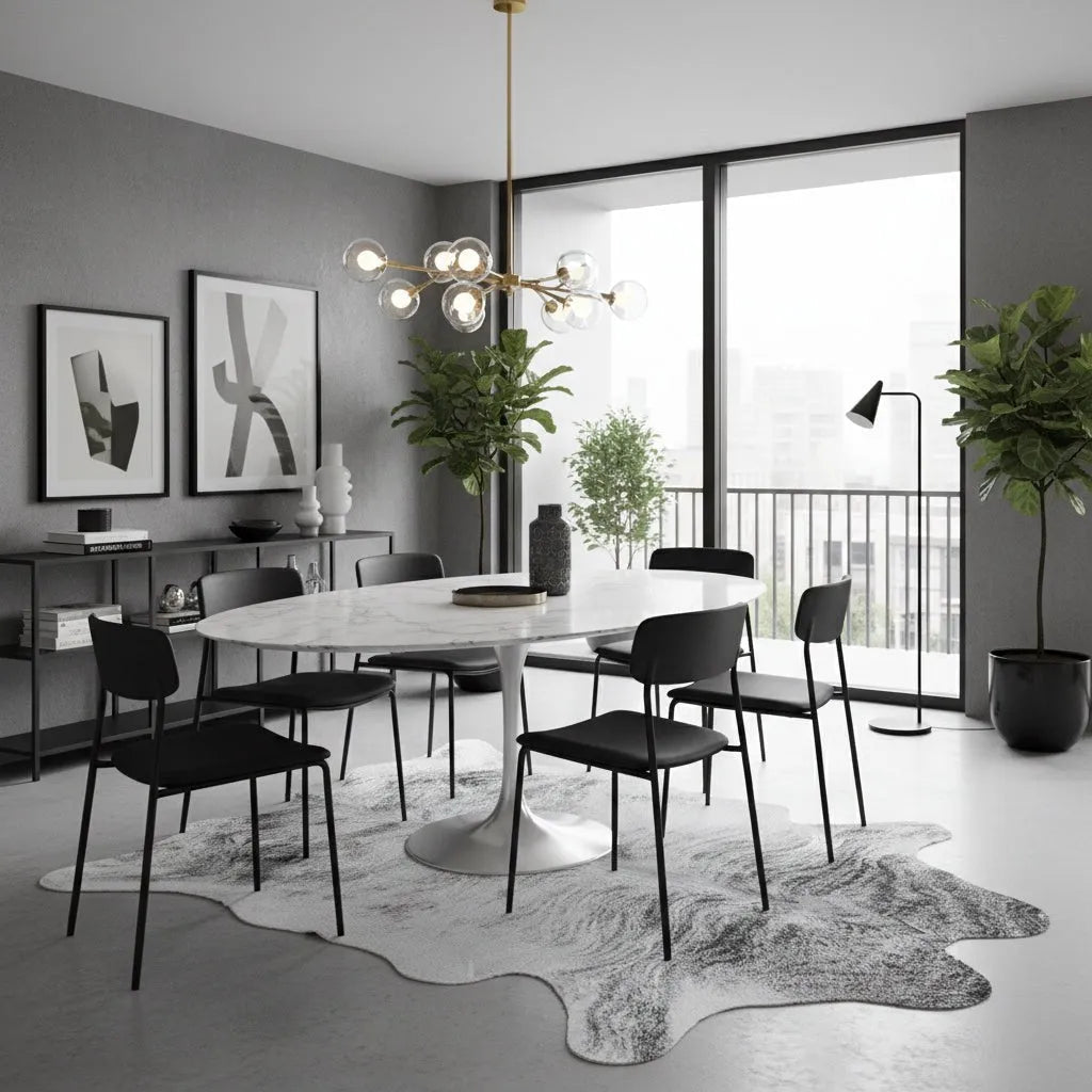 Large Gray Brindle Cowhide Rug Size 6.10x 7.1 ft - 5290