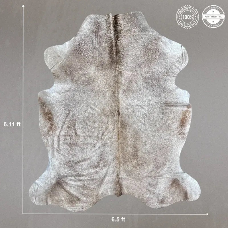 Large Gray Tan Cowhide Rug Size 6.5x 6.11 ft - 5260F