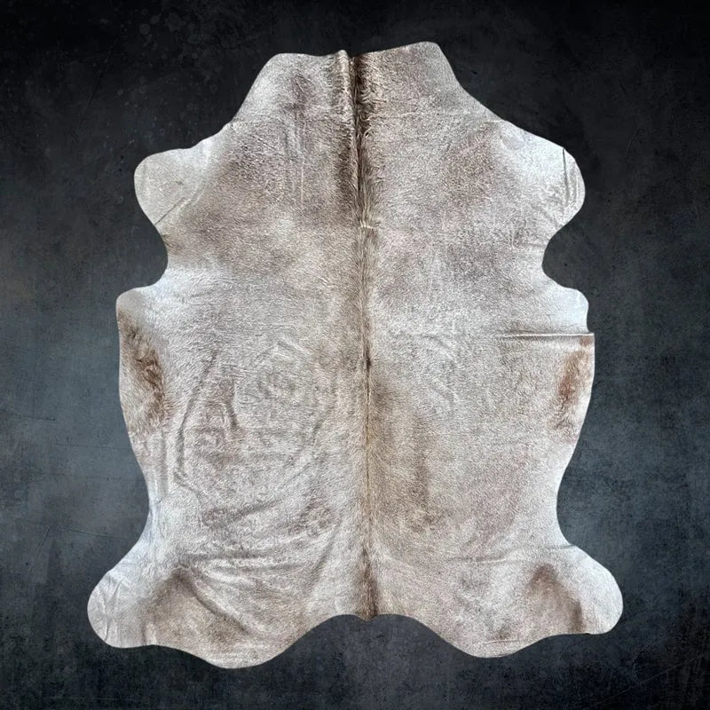 Large Gray Tan Cowhide Rug Size 6.5x 6.11 ft - 5260F