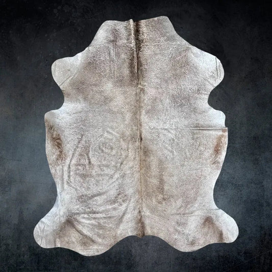 Large Gray Tan Cowhide Rug Size 6.5x 6.11 ft - 5260F