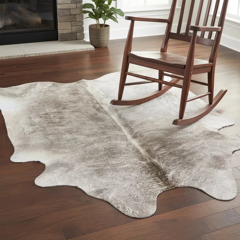 Large Light Brindle Cowhide Rug Size 6x 6.6 ft - 5307