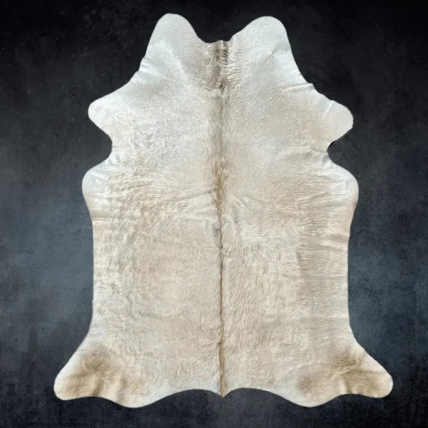 Large Light Champagne Cowhide Rug Size 5.6 x 6.8 ft - 5352