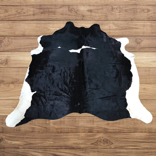 Large RODEO Black with white belly cowhide rug 6.7 x 6.9 ft -4173 - Rodeo Cowhide Rugs