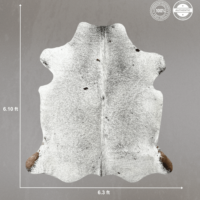 Large Salt and Pepper Cowhide Rug Size 6.3 x 6.10 ft - 5376R