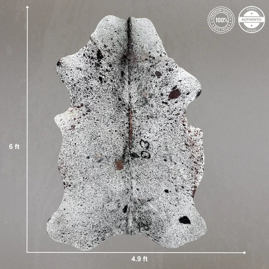 Large Speckled Cowhide Rug Size 4.9x 6 ft - 5268H