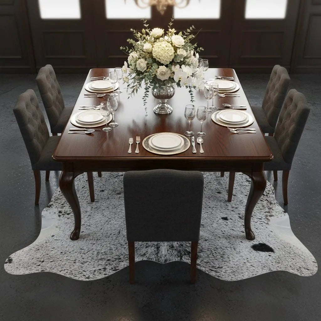 Large Speckled Cowhide Rug Size 4.9x 6 ft - 5268H