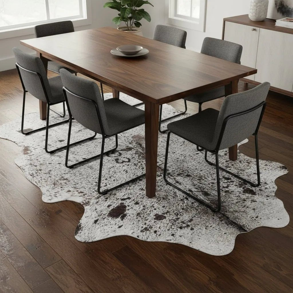 Large Speckled Cowhide Rug Size 4.9x 6 ft - 5268H