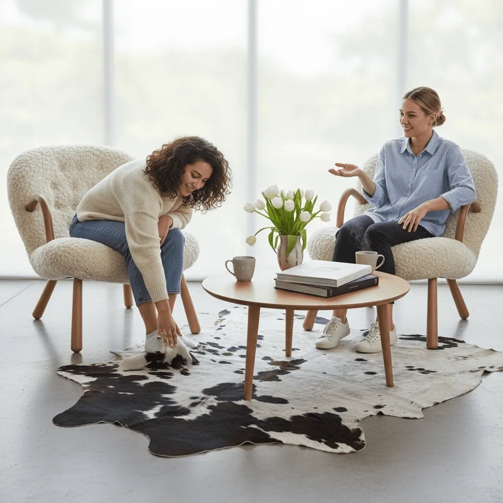 Large Spotted Cowhide Rug Size 5.11x 6.5 ft - 5279H