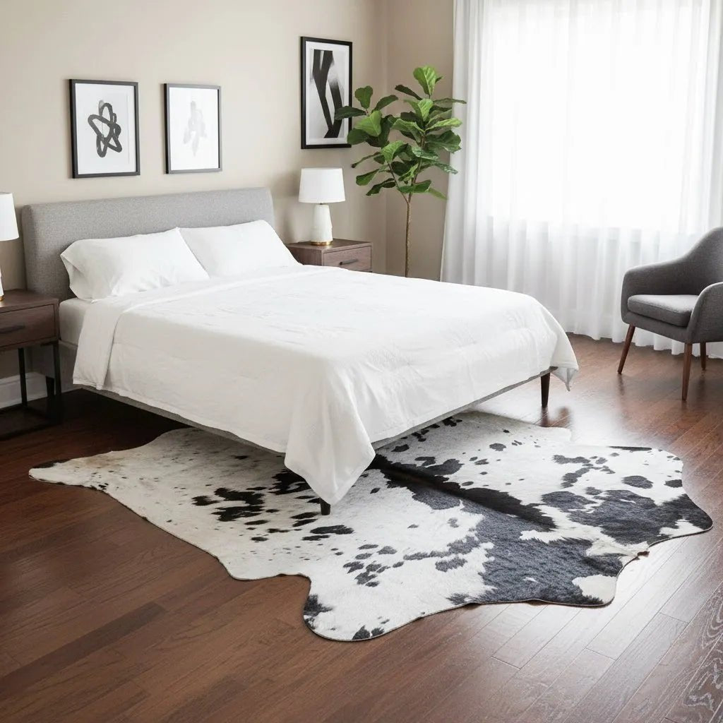 Large Spotted Cowhide Rug Size 6.7x 7 ft - 5273H