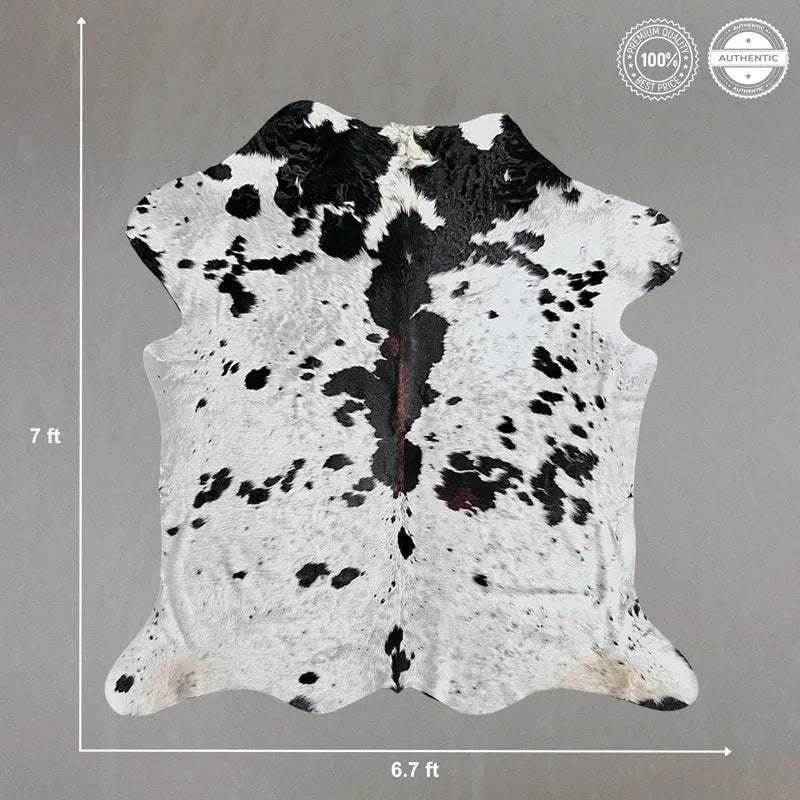 Large Spotted Cowhide Rug Size 6.7x 7 ft - 5273H