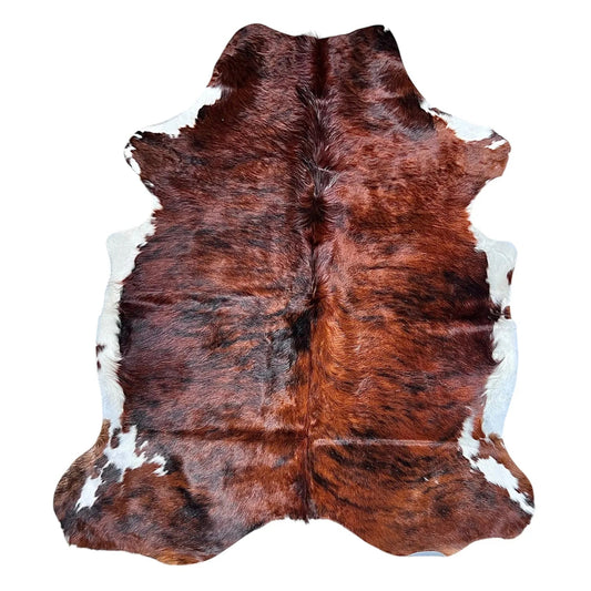 Large Tricolor Brindle Cowhide Rug E183 - 5.3x6