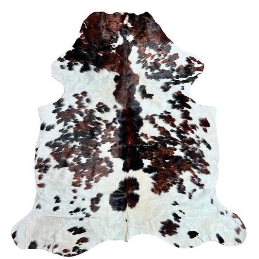 Large Tricolor Cowhide Rug D182 - 6.5x7