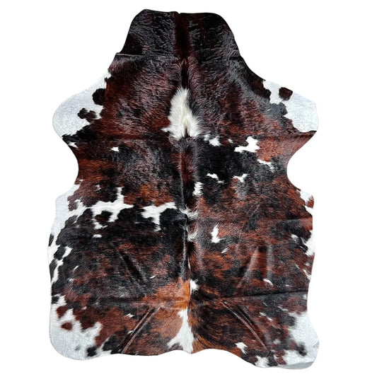Large Tricolor Cowhide Rug E184 - 4.8x 5.10