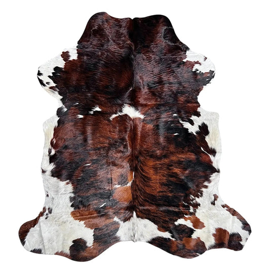 Large Tricolor Cowhide Rug E192 - 5.10x5.10