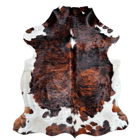 Large Tricolor Cowhide Rug E195 - 5.3x5.8