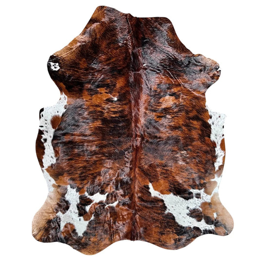 Large Tricolor Cowhide Rug E198 - 5.4x6.4