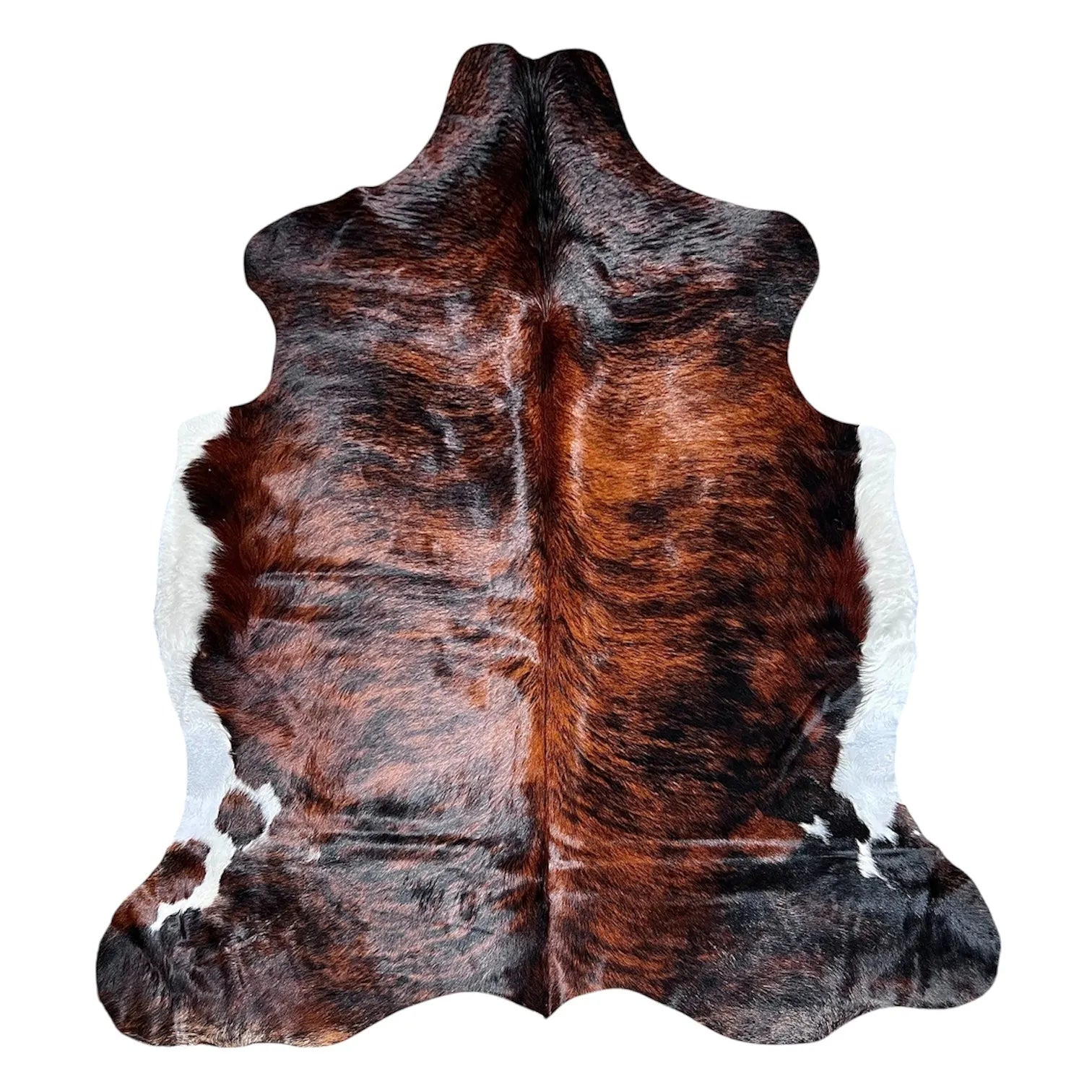 Large Tricolor Cowhide Rug E199 - 5.9x6