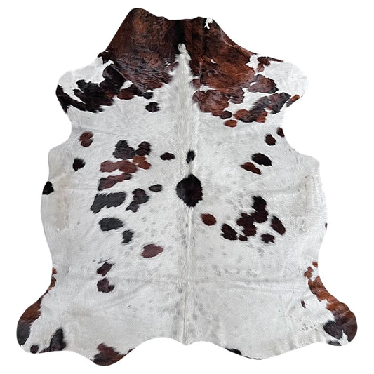 Large Tricolor Cowhide Rug E220 - 6.7x7