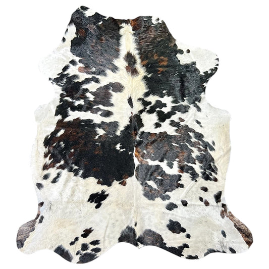 Large Tricolor Cowhide Rug F402 - 6x 6.8 ft