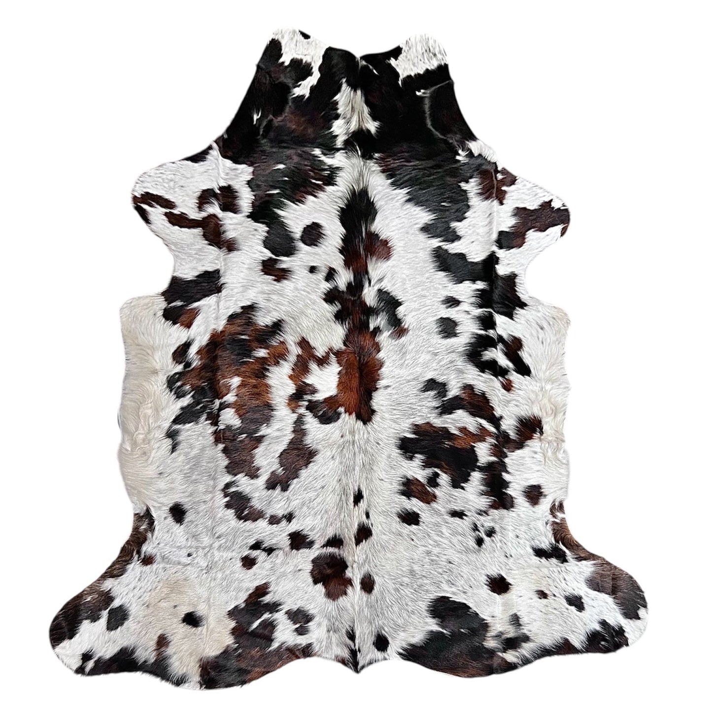 Large Tricolor Cowhide Rug H254 - 5.10x6 ft