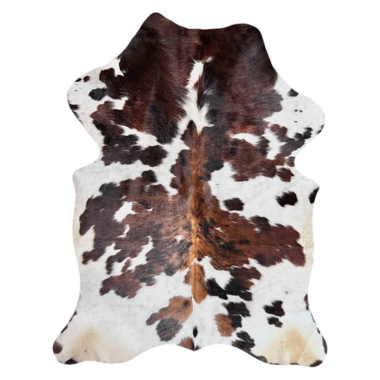 Large Tricolor Cowhide Rug H259 - 5x6 ft