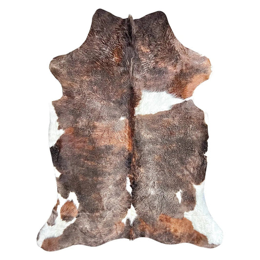 Large Tricolor Cowhide Rug H274 - 5.3x6.1 ft