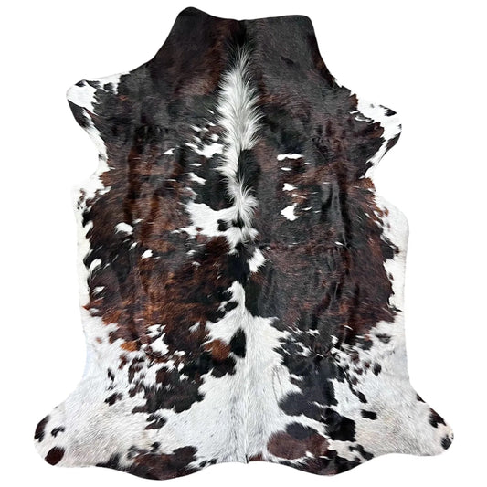 Large Tricolor Cowhide Rug H283 - 5.5x5.8 ft