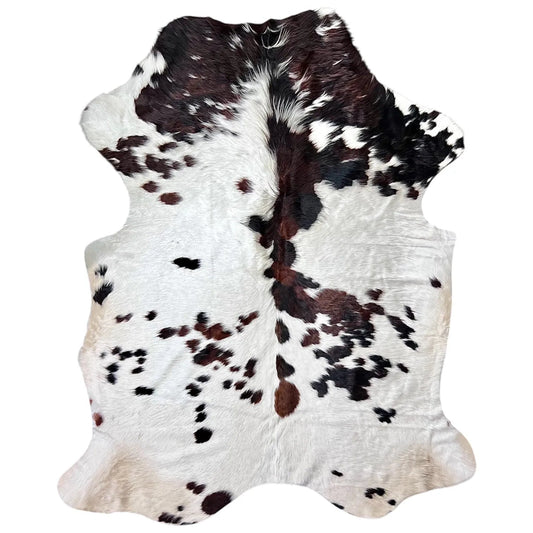 Large Tricolor Cowhide Rug I287 - 6x7 ft