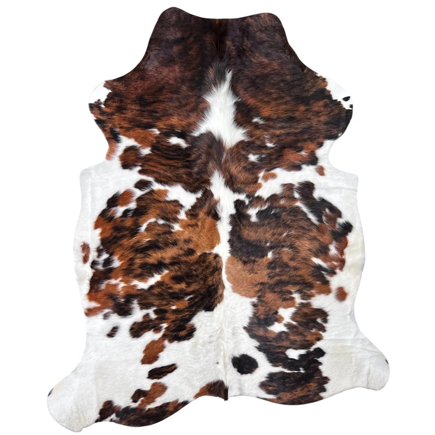 Large Tricolor Cowhide Rug J309 - 5.7x6.7 ft