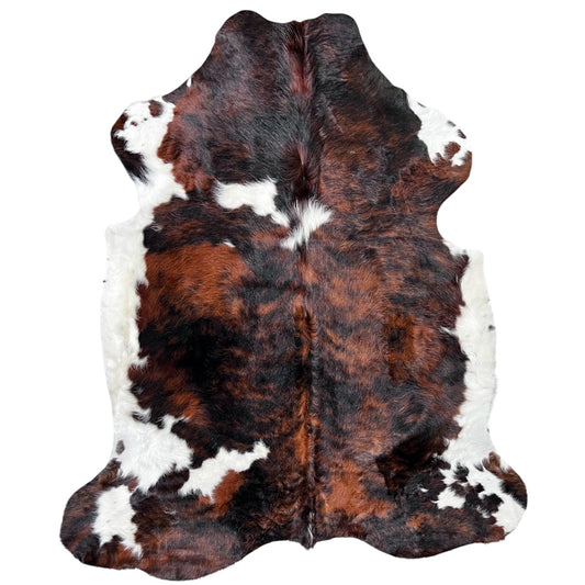 Large Tricolor Cowhide Rug J313 - 5.7x6.1 ft