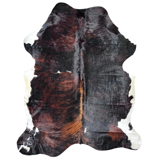 Large Tricolor Cowhide Rug J314 - 5.10x6.7 ft
