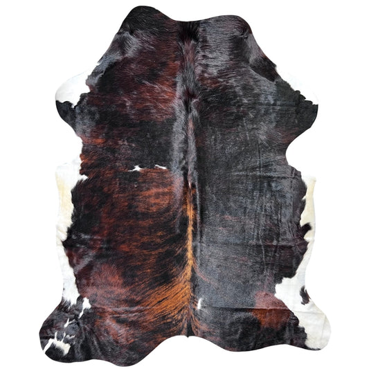 Large Tricolor Cowhide Rug J314 - 5.10x6.7 ft