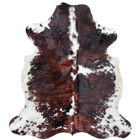 Large Tricolor Cowhide Rug J315 - 5.8x5.10 ft