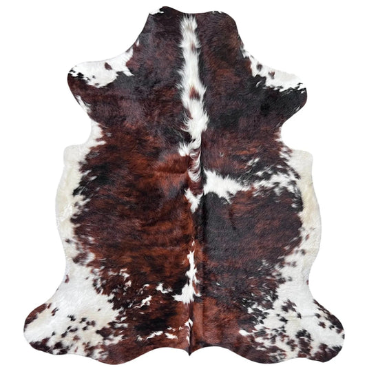 Large Tricolor Cowhide Rug J315 - 5.8x5.10 ft