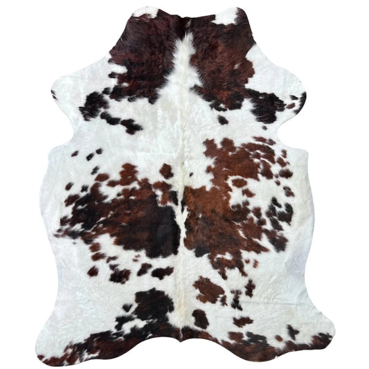 Large Tricolor Cowhide Rug J316 - 5.4x6 ft