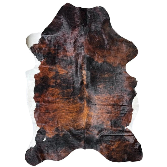 Large Tricolor Cowhide Rug J318 - 4.9x6.4 ft