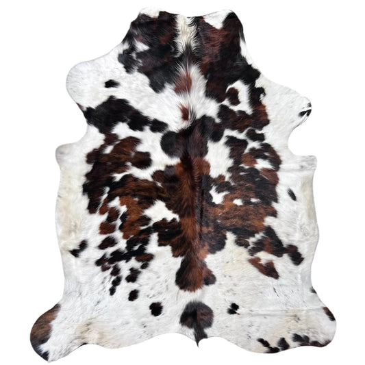 Large Tricolor Cowhide Rug J322 - 5.10x 6 ft