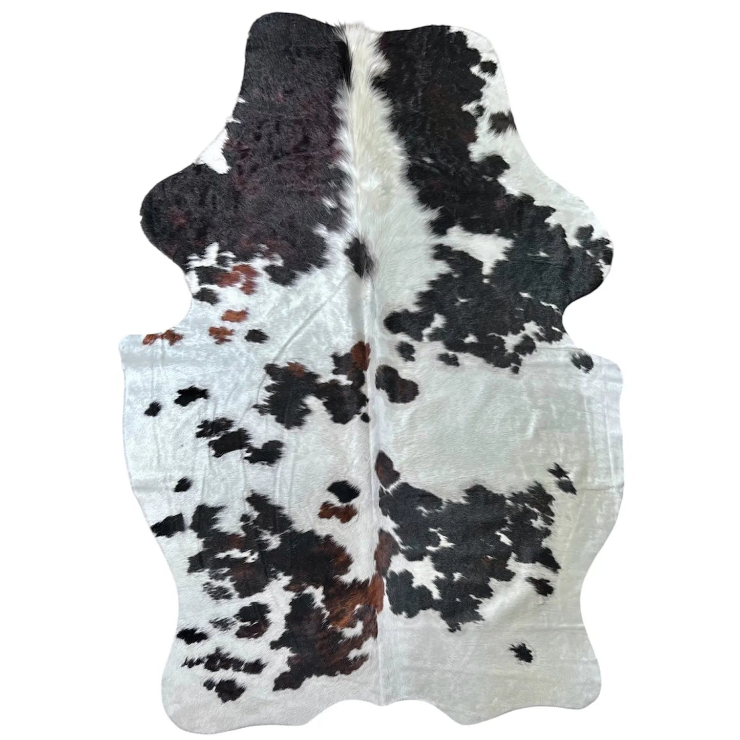 Large Tricolor Cowhide Rug J325 - 4.4x 6.5 ft